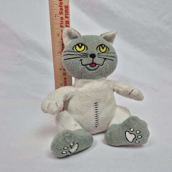 Rescue Kitten With Surgical Scar 9" White/Gray Toy Plushie EXCELLENT CONDITION!! - Picture 4 of 5